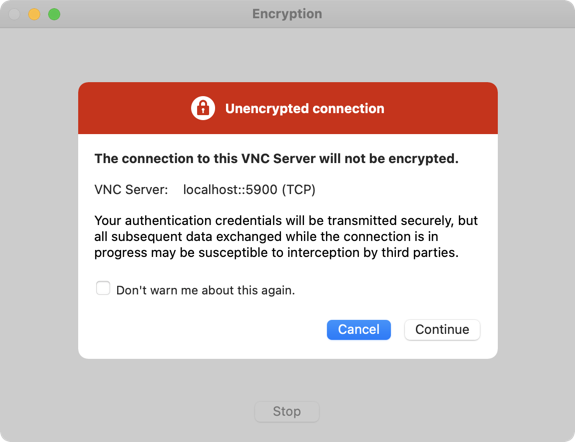vnc server rejects the security type
